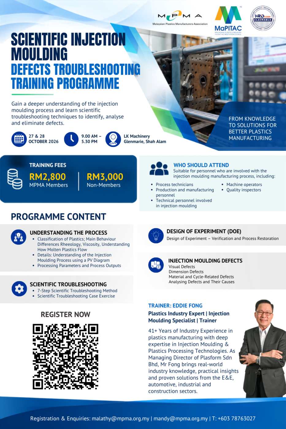 TRAINING: SCIENTIFIC INJECTION MOULDING: DEFECTS TROUBLESHOOTING