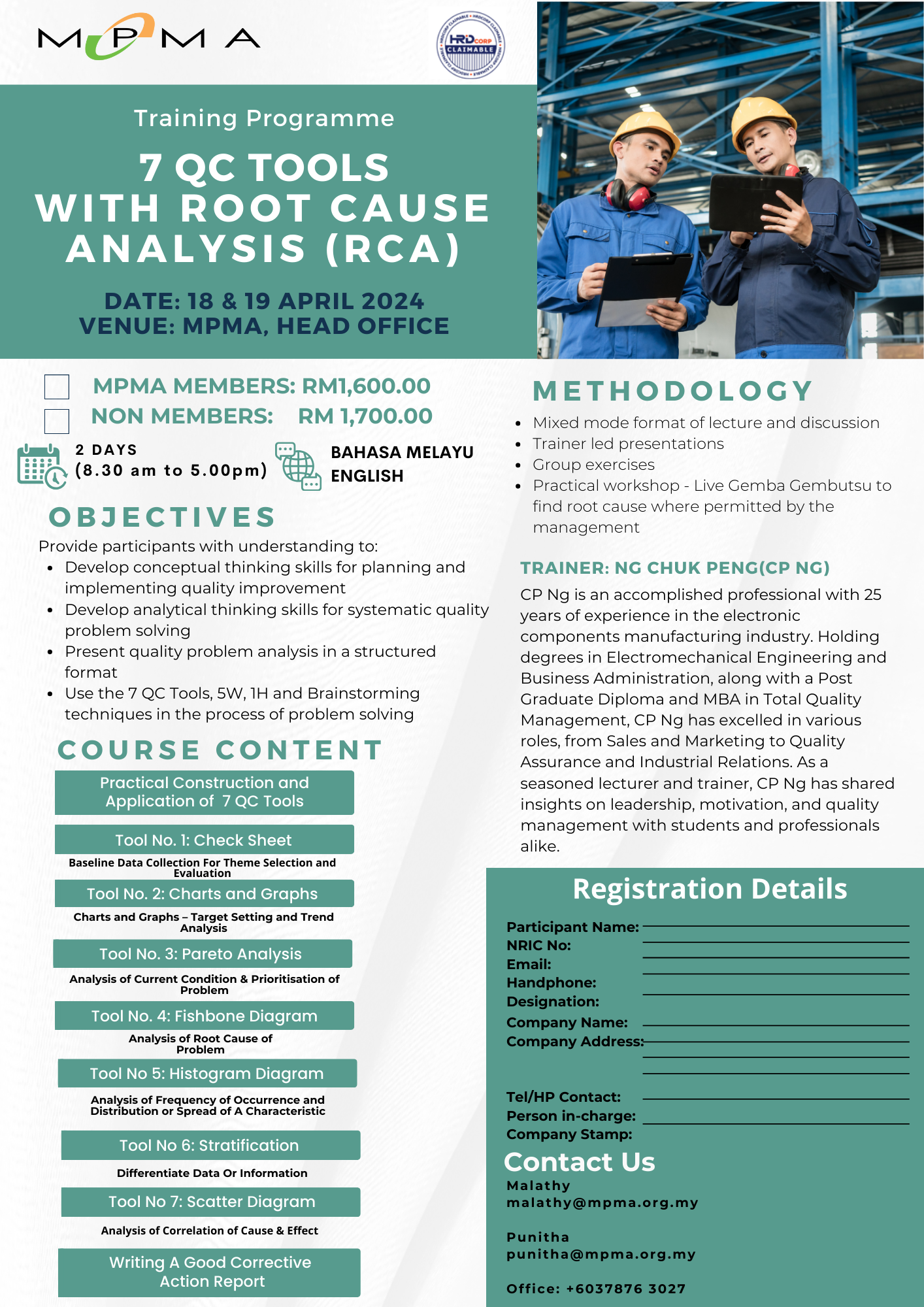 7QC TOOLS WITH ROOT CAUSE ANALYSIS (RCA) TRAINING PROGRAMME