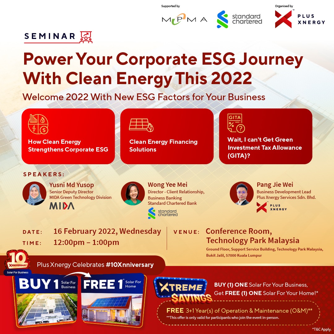 Power Your 2022 Corporate ESG Journey With BUY 1 FREE 1 Clean Energy Solution!